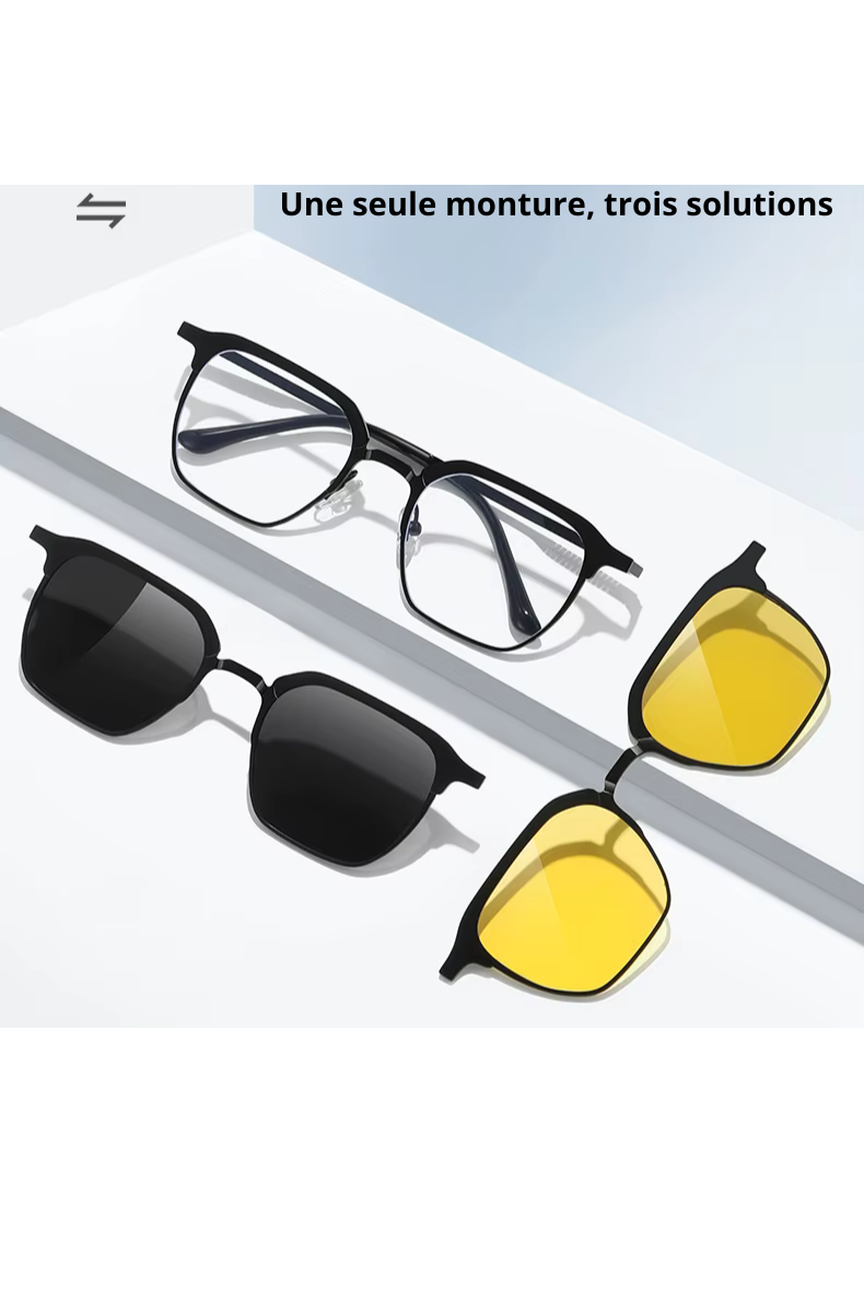 Lunettes soleil 3-en-1 polarisées & magnétiques