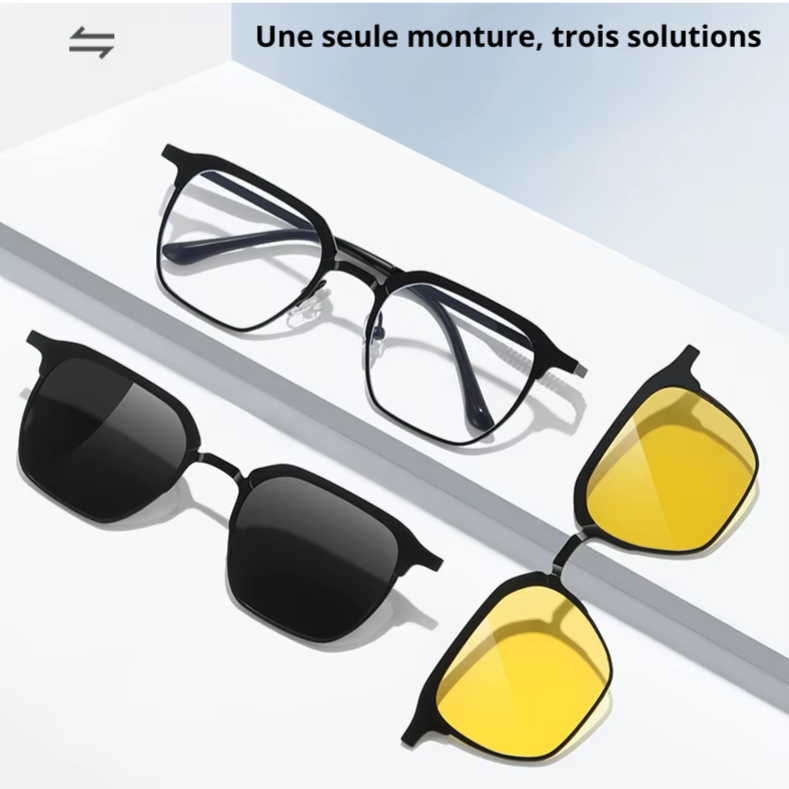 Lunettes soleil 3-en-1 polarisées & magnétiques